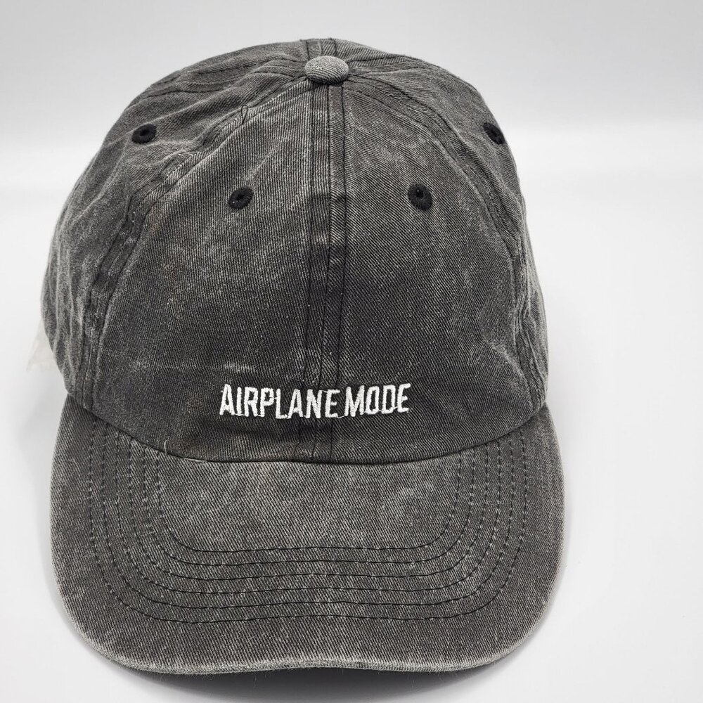 Airplane Mode Embroidered Baseball Cap Adjustable Strapback Distressed Gray